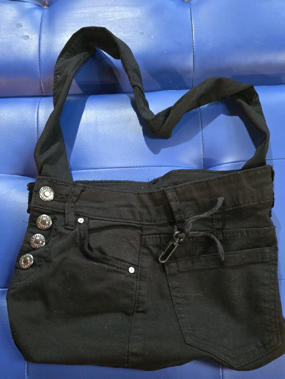 Upcycled Black Jeans Women's Casual Shoulder Bag